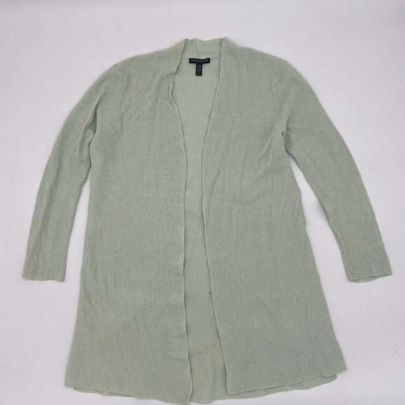 Eileen Fisher Open Front Cardigan Organic Linen Blend – Light Green Size PL - Picture 1 of 11